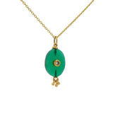 Collier doré onyx verte avec 3 pampilles et zircon blanc