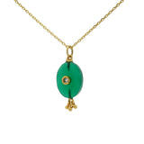 Collier doré onyx verte avec 3 pampilles et zircon blanc