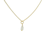 Gold necklace with small square natural stone and pearl