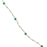 Collier doré avec onyx verte, prehnite et noeuds verts clairs 60 cm