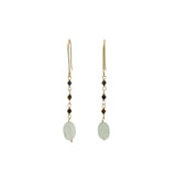 Boucles d'oreilles pendantes préhnite et oeil de tigre