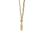 Collier doré avec tubes et amazonite et médaille vierge 40 cm