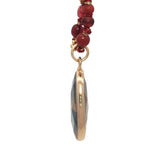 Collier doré mix perles rouges oeil de tigre ovale 60 cm