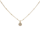 Collier doré petite médaille ronde avec zircons 38 cm
