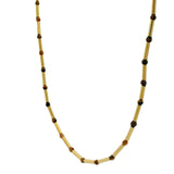 Collier doré oeil de tigre alternée avec tubes dorés 40 cm