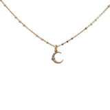 Collier doré lune zircons 38 cm