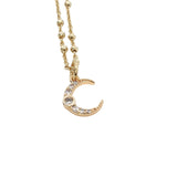 Collier doré lune zircons 38 cm