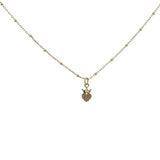 Collier doré coeur zircons couronne 38 cm