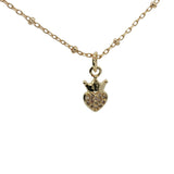 Collier doré coeur zircons couronne 38 cm
