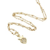 Collier doré coeur zircons couronne 38 cm