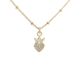 Collier doré mini coeur avec zircons et couronne 38 cm