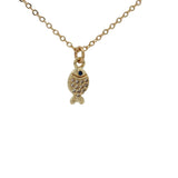 Collier doré poisson zircons 38 cm