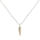 Collier doré petites perles de culture et coquillage torsadé doré 75 cm