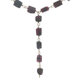 Collier doré base chapelet grenat taillée en rectangles 74 cm