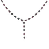 Collier doré base chapelet grenat taillée en rectangles 74 cm