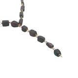 Collier doré base chapelet grenat taillée en rectangles 74 cm