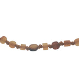Collier doré perles beiges en corne avec noeuds beiges 75 cm