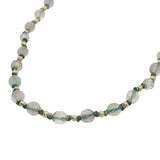 Collier doré mix perles vertes et dorées 42 cm