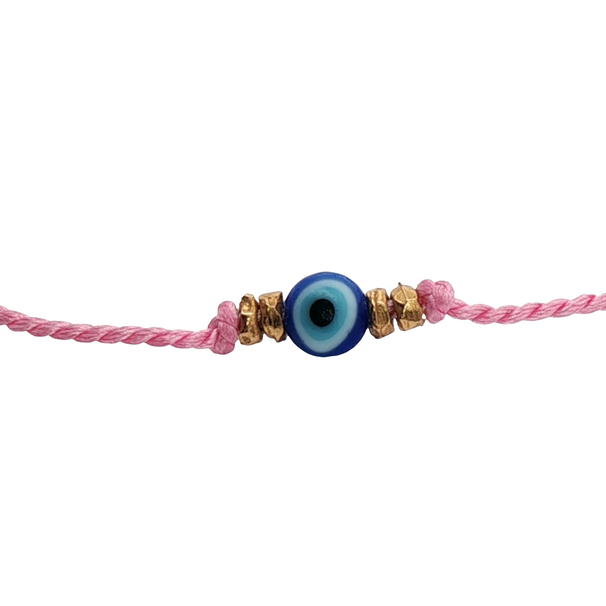 Pink cord chain bracelet and talismans