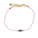 Pink cord chain bracelet and talismans