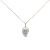 Collier doré grosse perle de culture irrégulière 42 cm