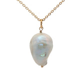 Collier doré grosse perle de culture irrégulière 42 cm