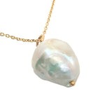 Collier doré grosse perle de culture irrégulière 42 cm