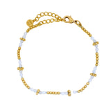 Bracelet doré pierre de lune et petites boules dorées