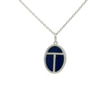 925 silver necklace with lapis scarab and zircons
