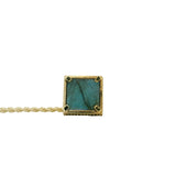 Collier doré pyramide et labradorite 60cm