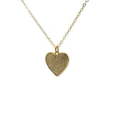 Collier doré et coeur serti de zircons 50cm