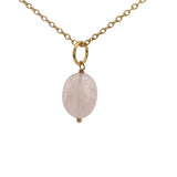 Collier doré et pierre quartz rose 42cm