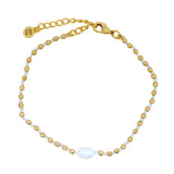 Gold guilloche bracelet with mother-of-pearl eye