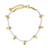 Bracelet pierre de lune avec disques et pampilles