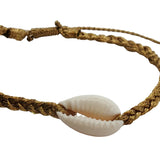 bracelet cordon tressé doré cauri