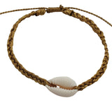 bracelet cordon tressé doré cauri