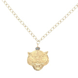 Collier doré tête de tigre avec labradorite 50 cm