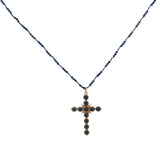 Collier doré lapis lazulis croix baroque en lapis lazulis 60 cm