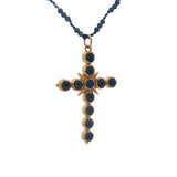 Collier doré lapis lazulis croix baroque en lapis lazulis 60 cm