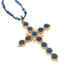 Collier doré lapis lazulis croix baroque en lapis lazulis 60 cm