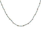 Collier doré perles de culture, perles dorées et apatite 60 cm