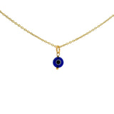 Collier doré petit oeil bleu plat 42 cm