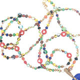 Collier doré main de Fatma verre soufflé perles colorées 90 cm