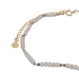 Chaine de cheville dorée en quartz rose et multi tourmaline