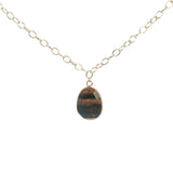 Collier doré pendentif ovale oeil de tigre 42 cm