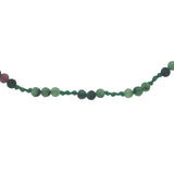 Collier doré avec rubis zoisite et noeuds verts 60 cm