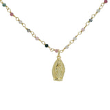 Collier doré tourmaline et vierge