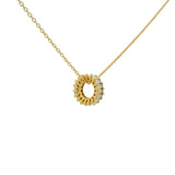Collier doré anneau avec zircons blancs en baguette