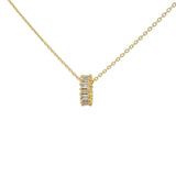 Collier doré anneau avec zircons blancs en baguette