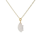 Collier doré tortue en quartz rose 42cm